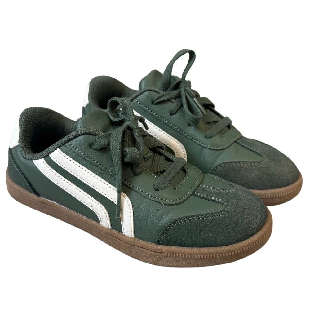 Cat & Jack Green Leather Retro Boston Court Sneakers Shoes Boys Size 3